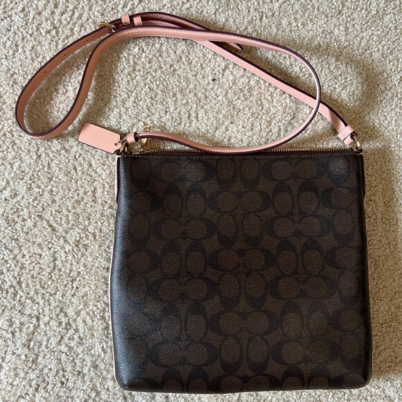 Coach Rowan File Bag, Signature Canvas and Shell Pink Trim - Picture 4 of 7